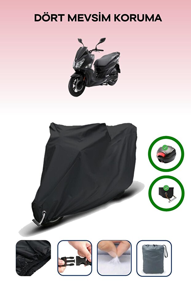 Black Rear Bag and Lock Compatible Sym Jet 14 Compatible Engine Cover