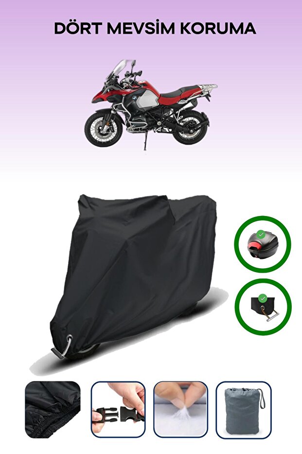 Black Rear Case and Lock Compatible Bmw R 1200 Gs Adventure Compatible Motorcycle Tarpaulin