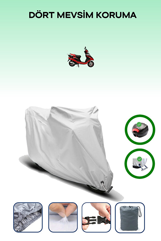 Gray Rear Bag and Lock Compatible Mondial 125 Urt Compatible Motorcycle Tarpaulin