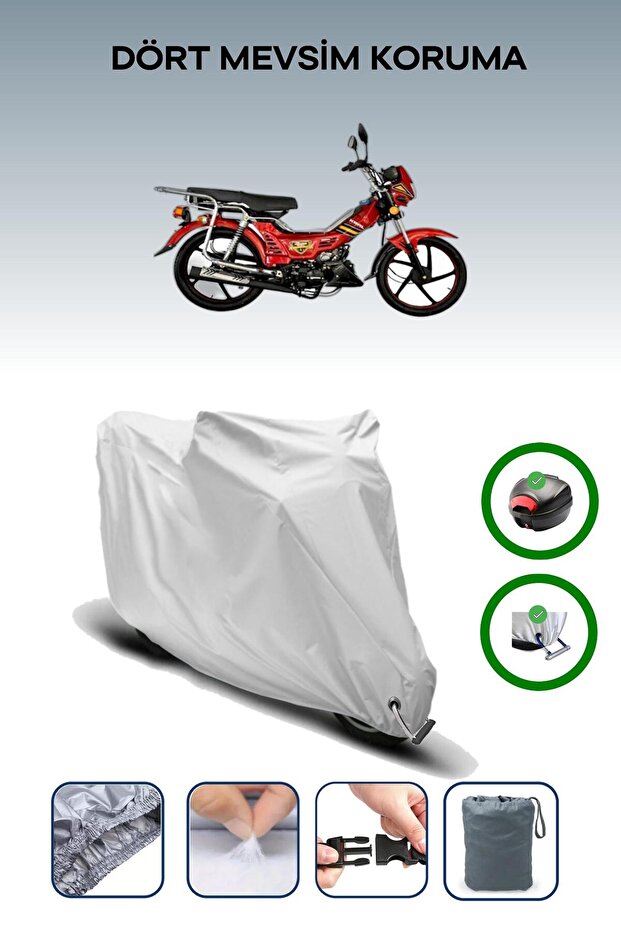 Gray Rear Bag and Lock Compatible King Motor Kr-100-A Compatible Motor Tarpaulin