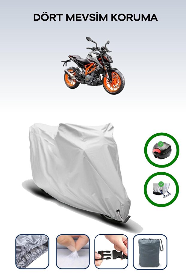 Gray Rear Bag and Lock Compatible Ktm 390 Duke Compatible Motorcycle Tarpaulin