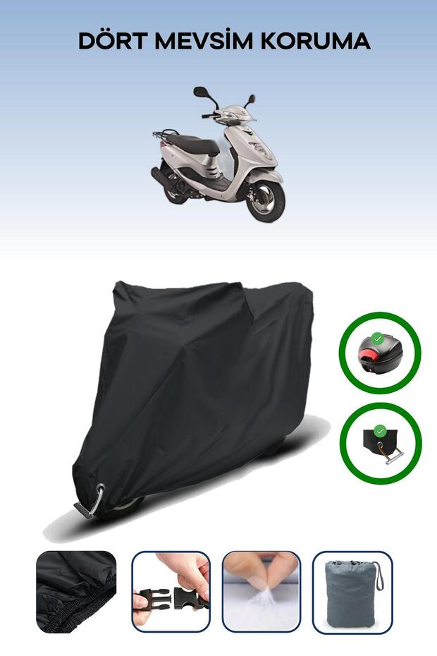 Black Rear Bag and Lock Compatible Yamaha Cygnus L Compatible Motorcycle Tarpaulin