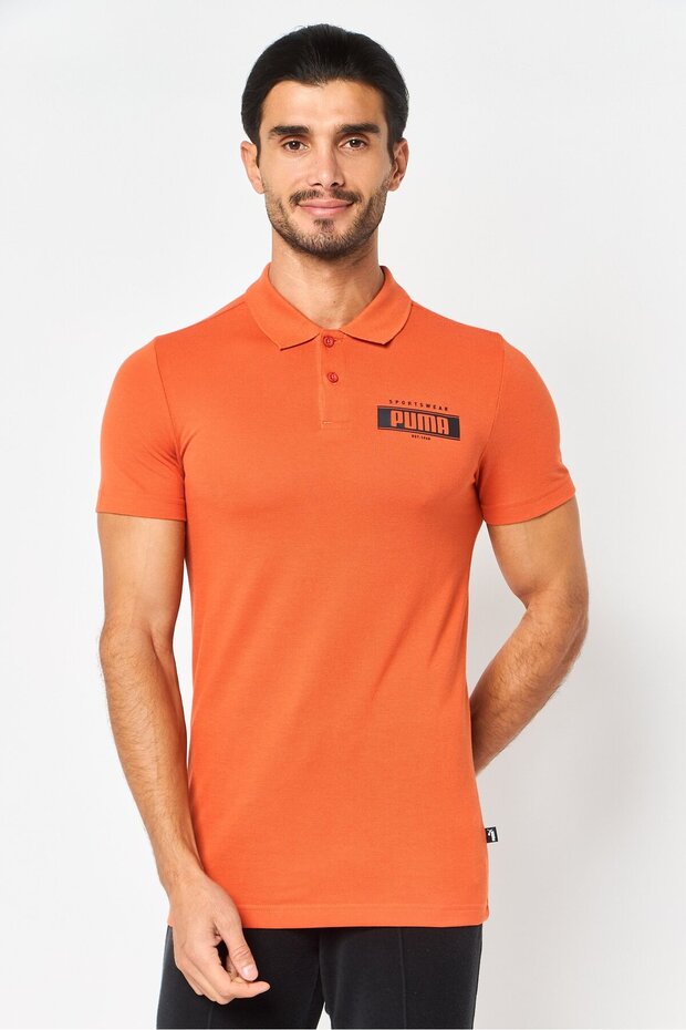 Men Slim Fit Short Sleeve Outdoor Polo Shirt, Orange
