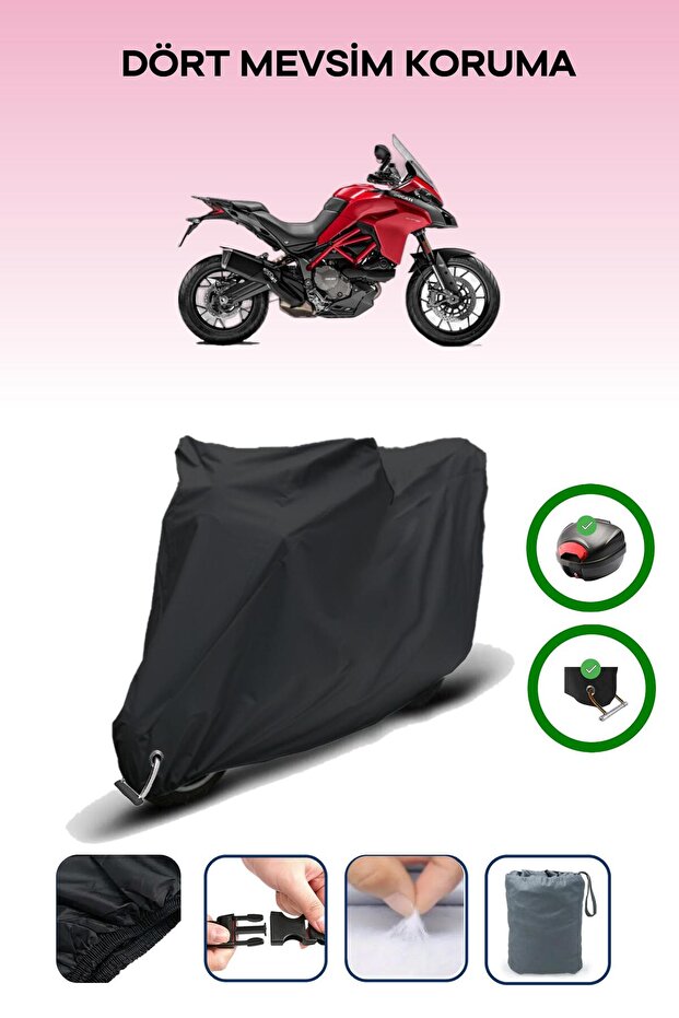 Black Rear Bag and Lock Compatible Ducati Multistrada 950 S Compatible Motorcycle Tarpaulin