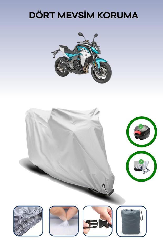 Gray Tail Bag and Lock Compatible Cfmoto 400Nk Compatible Motorcycle Tarpaulin