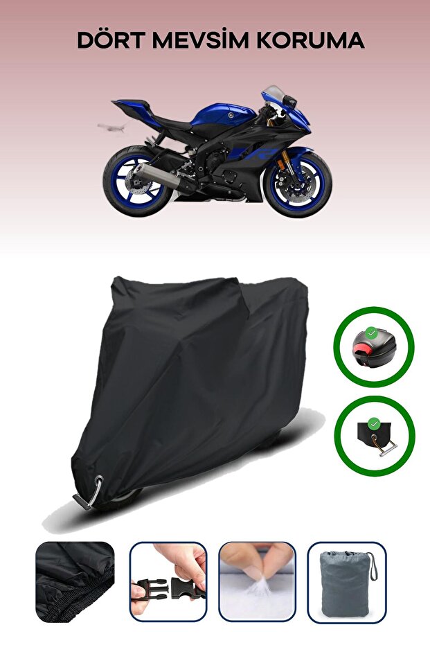 Black Tail Bag and Lock Compatible Yamaha Yzf R6 Compatible Motorcycle Tarpaulin
