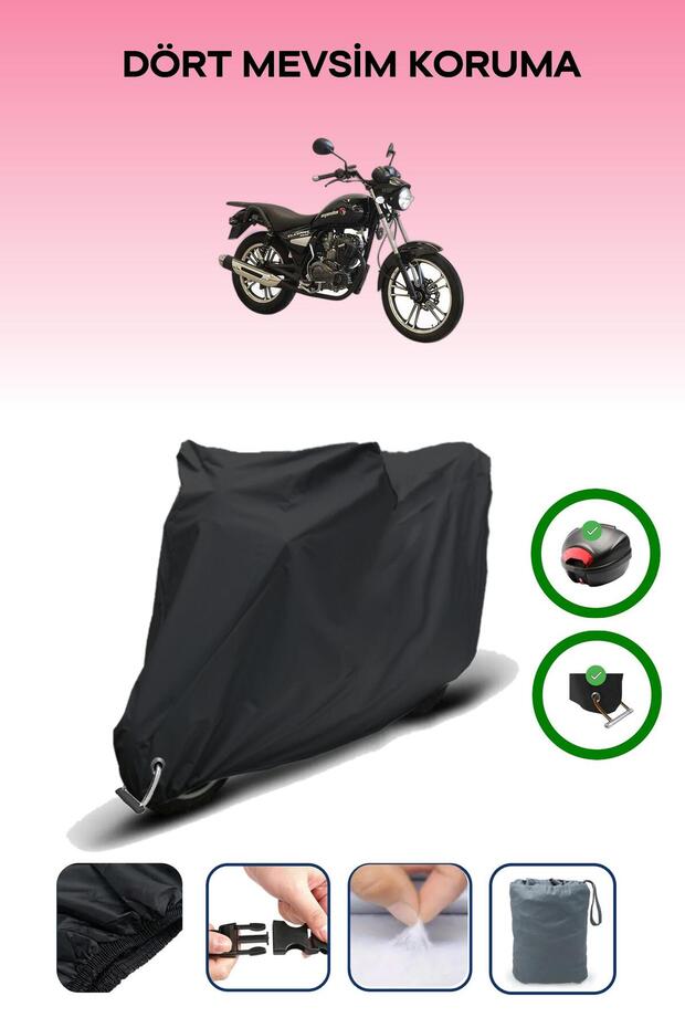 Black Rear Bag and Lock Compatible Asian Elegant 150 Compatible Motorcycle Cover