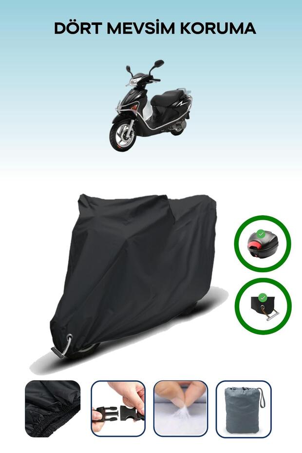 Black Rear Bag and Lock Compatible Kuba Matrix 125 Compatible Motorcycle Tarpaulin
