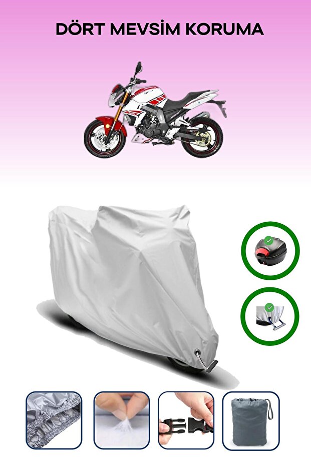 Gray Rear Bag and Lock Compatible Yuki Nt-250 Naked Compatible Motorcycle Cover