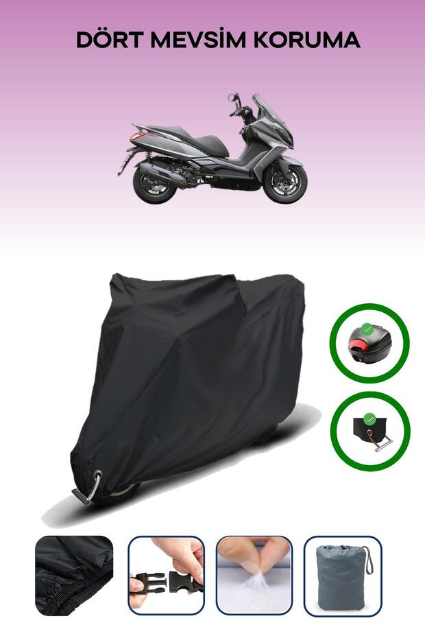 Black Rear Bag and Lock Compatible Kymco Downtown 125I Compatible Motorcycle Tarpaulin