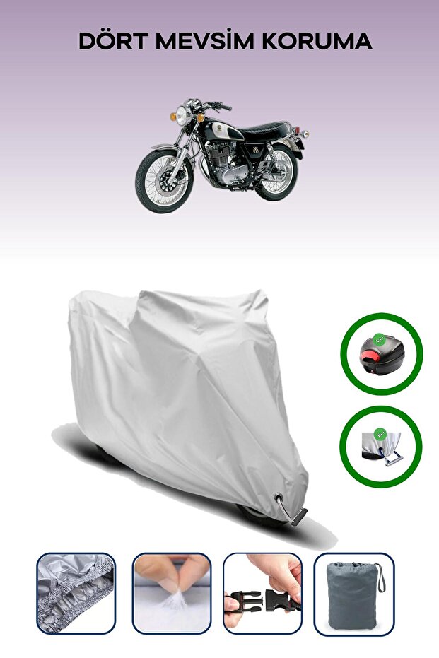 Gray Rear Bag and Lock Compatible Yamaha Sr 500 Compatible Motor Tarpaulin