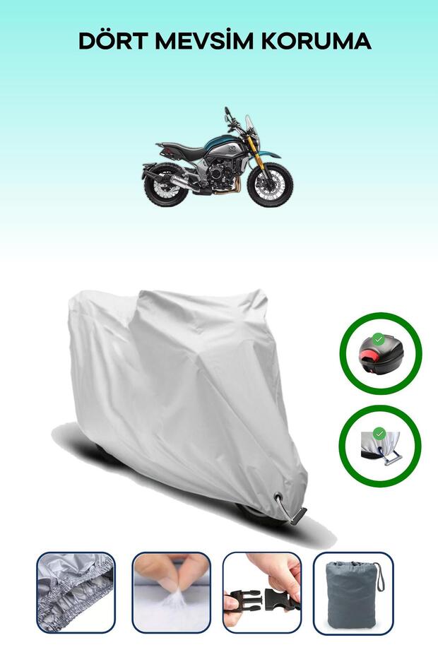 Gray Rear Bag and Lock Compatible Cfmoto 700Cl-X Adv Compatible Motorcycle Tarpaulin
