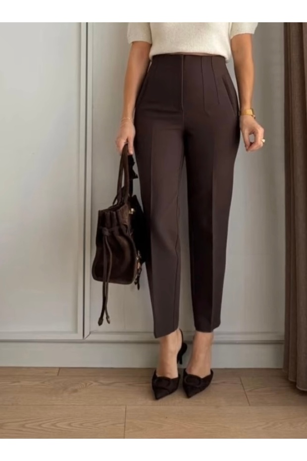 High Waist Karol Flatolu Fabric Pants