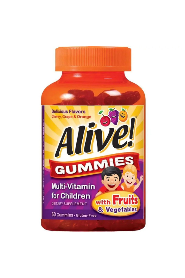 Alive Gummies Multi-Vitamin for Children Cherry Orange & Grape Flavored Gummies 60's