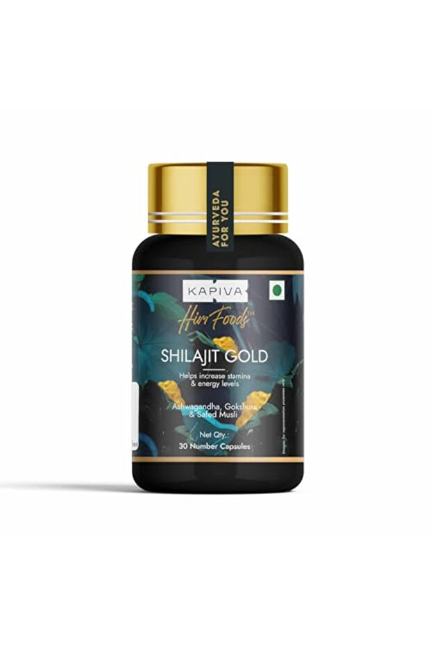 Shilajit Gold Capsules with 24 Carat Gold, Boosts Stamina - 30 Capsules