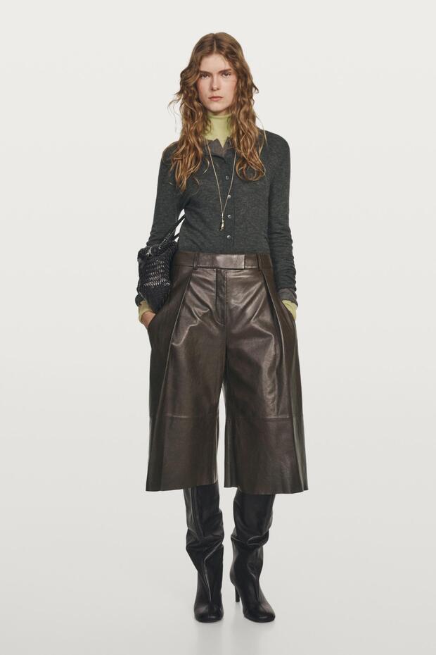 Pensli uzun napa deri bermuda şort - STUDIO - 1