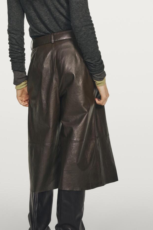 Pensli uzun napa deri bermuda şort - STUDIO - 4