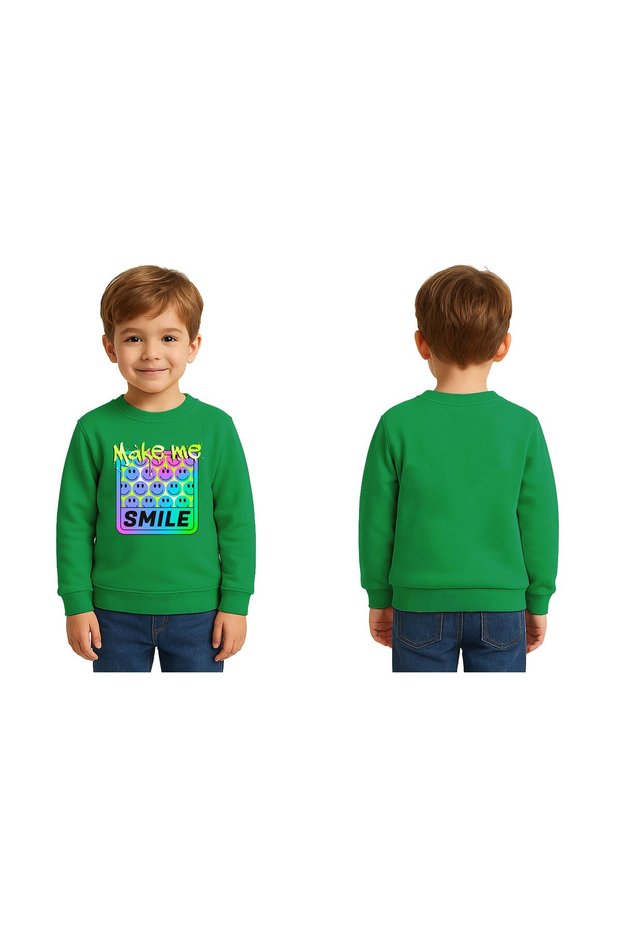 Unisex Smile Printed Children's Swaetshirt 3 Thread Raised