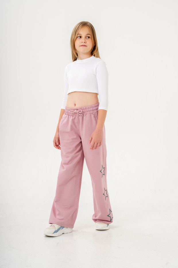 Bacak Yıldız Printed Girls' Sweatpants