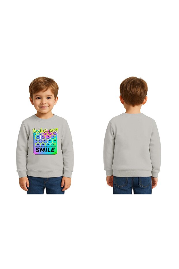 سويت شيرت للأطفال من الجنسين Smile مطبوع مكون من 3 خيوط