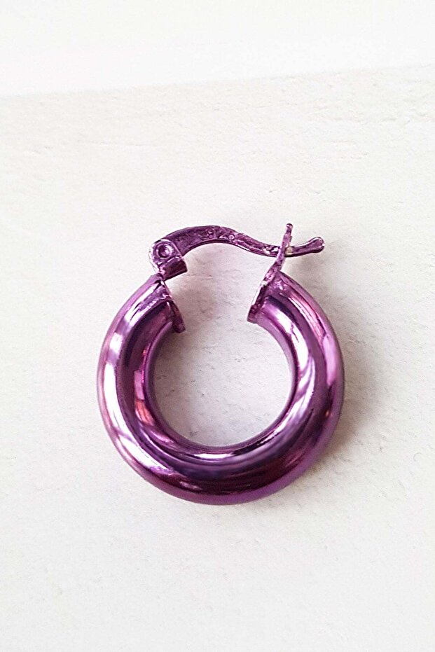 2 cm Purple Thick Hoop Earrings