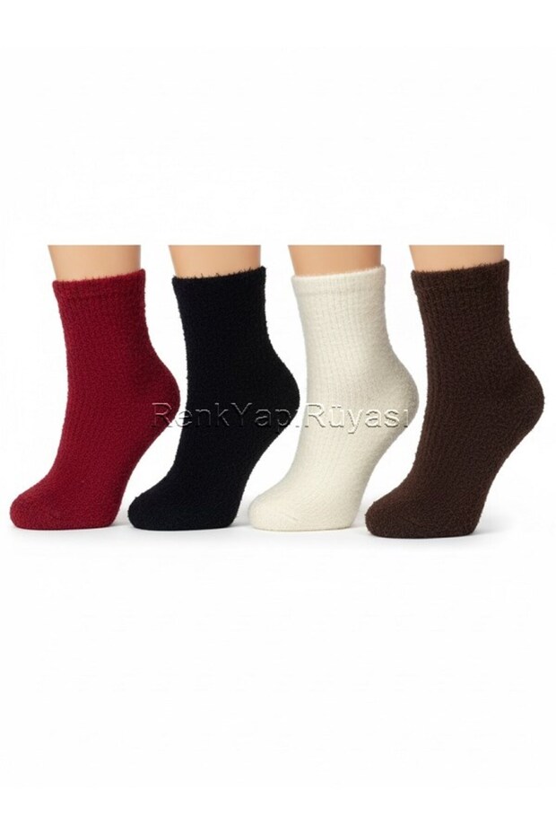 4 Pcs Women's Bearded Winter Short Socks Plush Soft Winter Socks