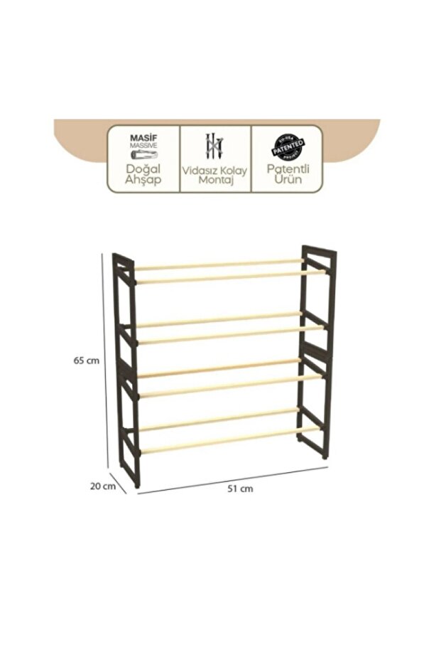 4 Katlı Ahşap Ayakkabılık - 4