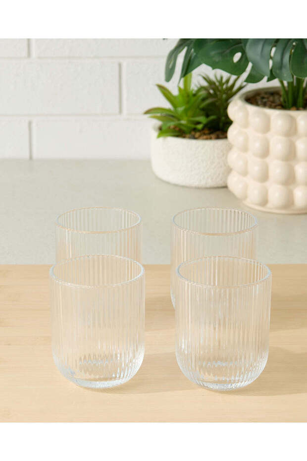 Clear Ribbed Glass Set (4 Piece)
