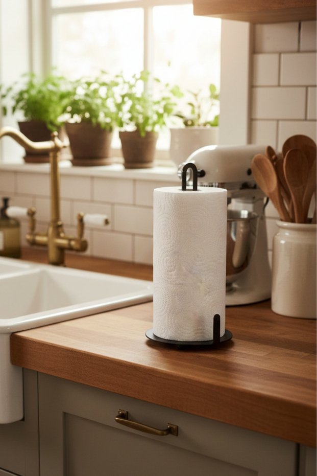 Black Metal Paper Towel Holder Countertop Modern Paper Towel Holder