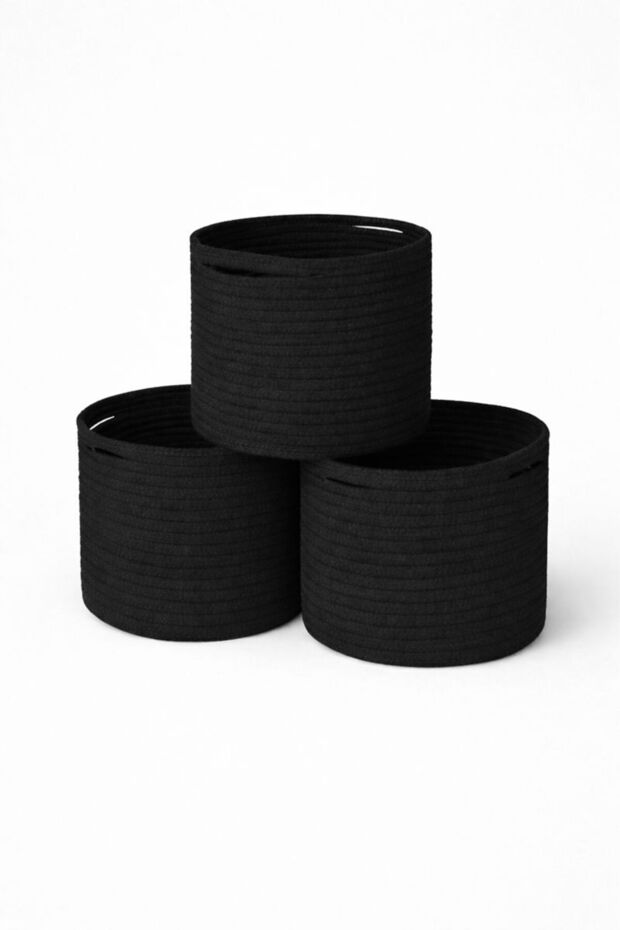 Trio Nest 3-Piece Jute Wicker Decorative Basket Set 25cm Diameter X 18cm Height Organizer Stylish