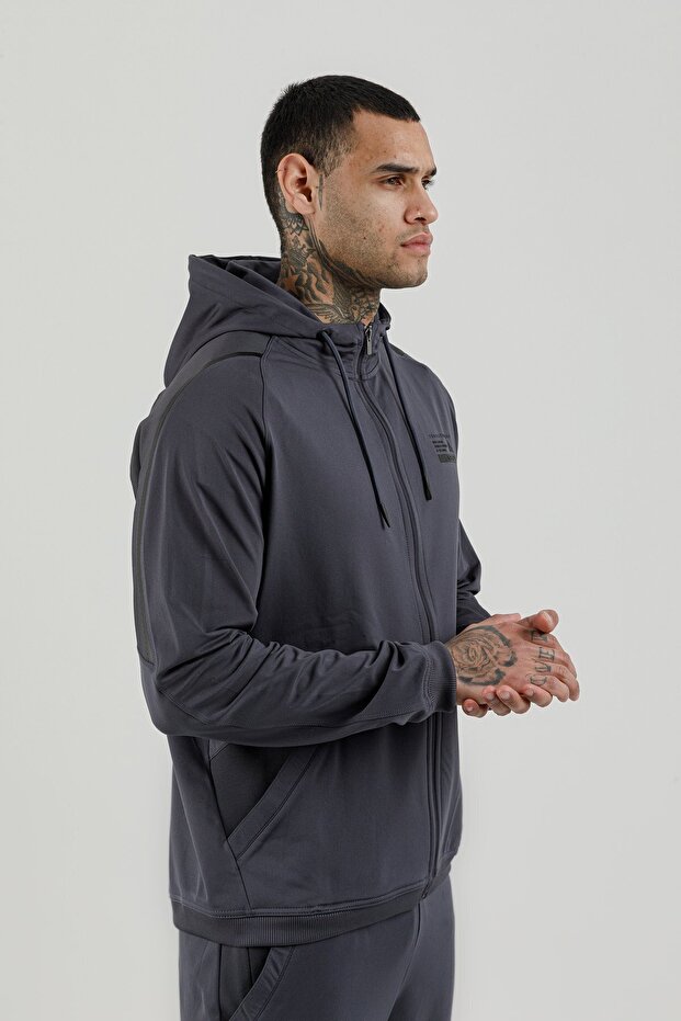 Stronger High Rsi 5 7 Full Length Zippered Men's Hooded Sweatshirt Smoked