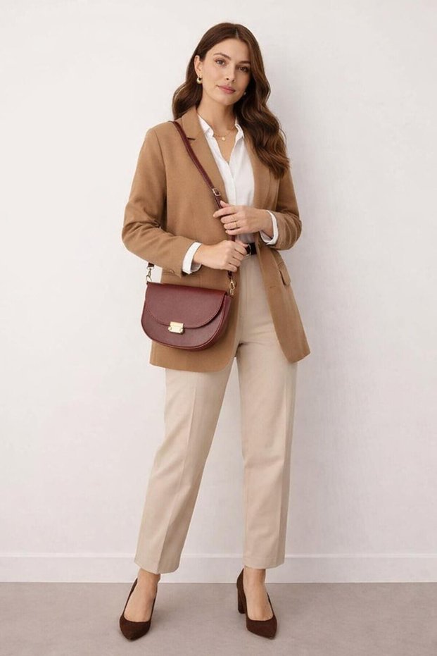 Women's City Hand and Shoulder Bag with Adjustable Strap and Metal Buckle Detail