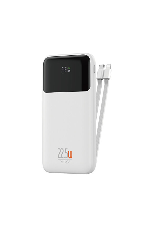 Wi-P 021 LED Display Built-in Cable Power Bank 10000 mAh White