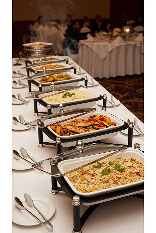 سخان بوفية صحن تقديم الطعام مستطيل 12 سم بتصميم عصري وأنيق - 4