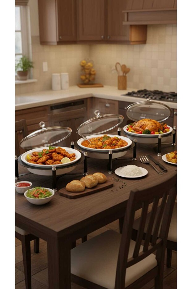سخان بوفية صحن تقديم الطعام مدور 10 سم - 4