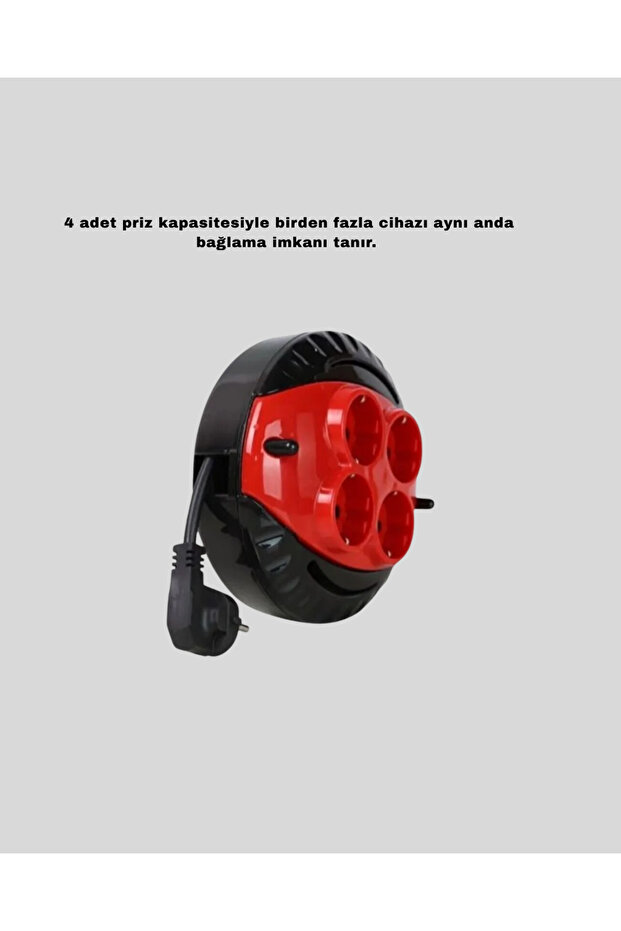4-Plus Red Socket Reel with 3 Meter Cable - 5
