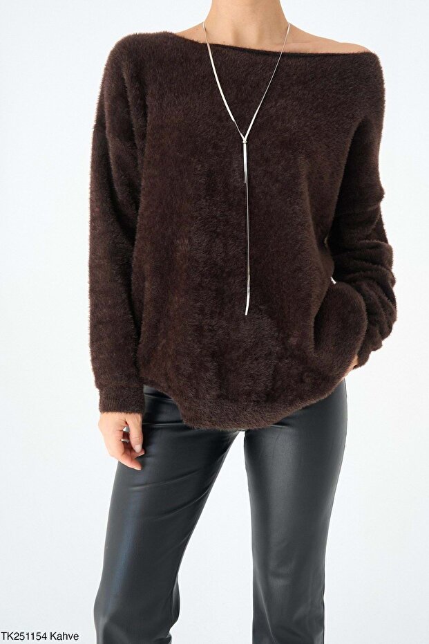 Pulover cu un singur umăr Bitter Brown - 4