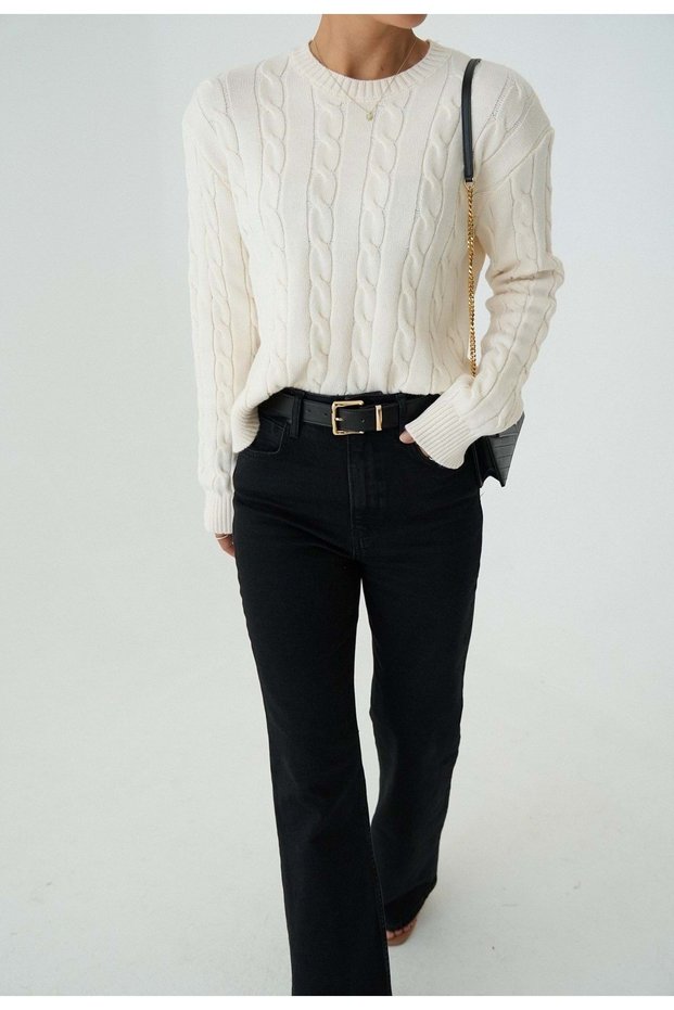 Hair Braid Design Sweater Cream Color