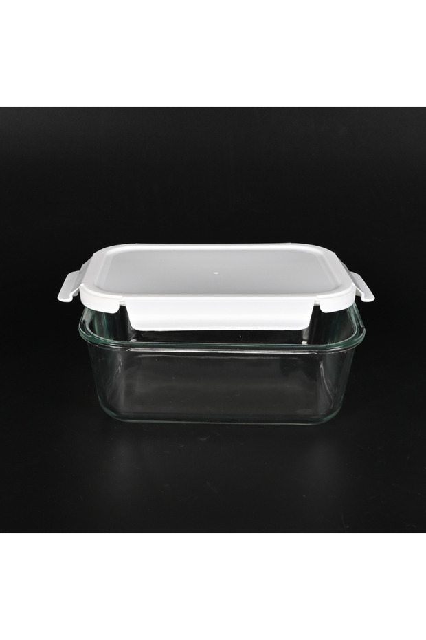 صينية فرن زجاجية مستطيلة الشكل مع غطاء بلاستيكي - 2