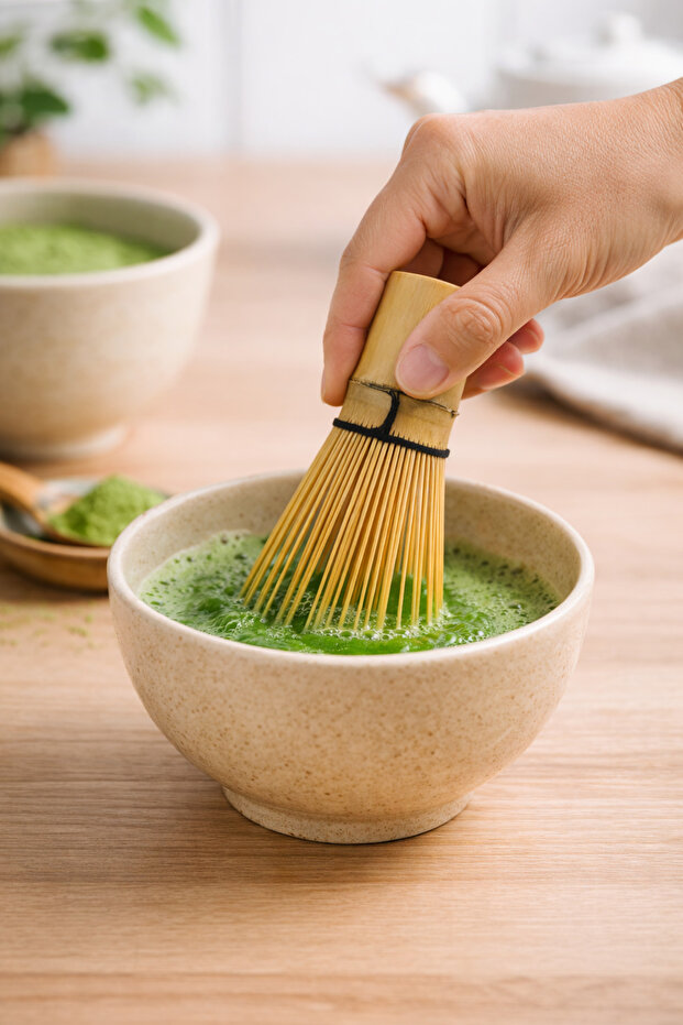 Organic Bamboo Matcha Tea Stirrer Brush and Spoon Bamboo Tea Whisk Frother Brush