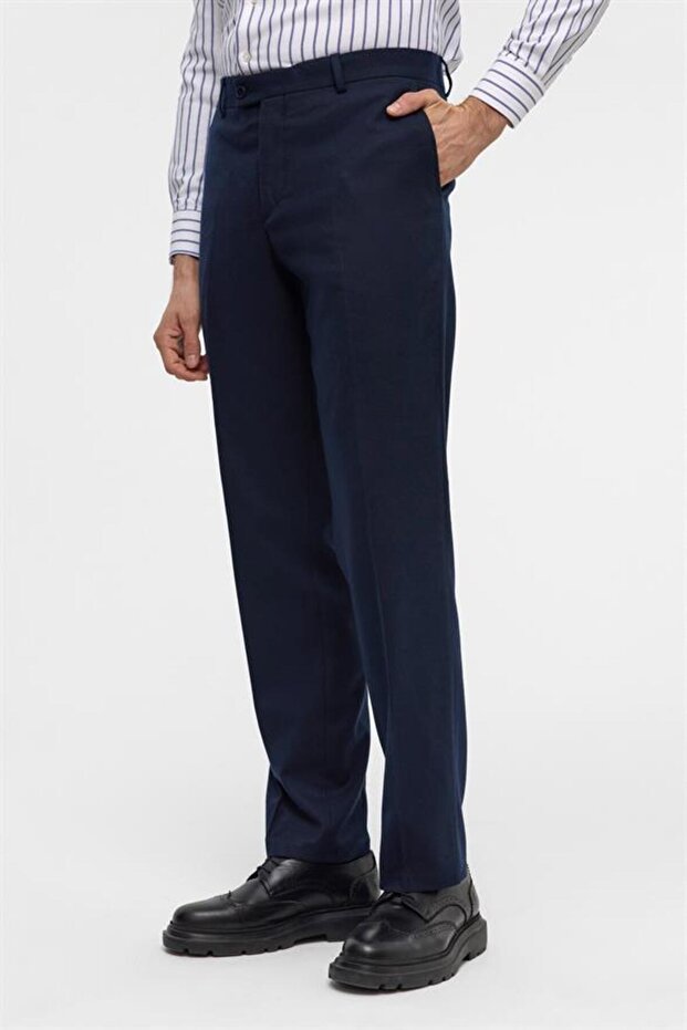 Lacivert Regular Düz Pantolon - 5