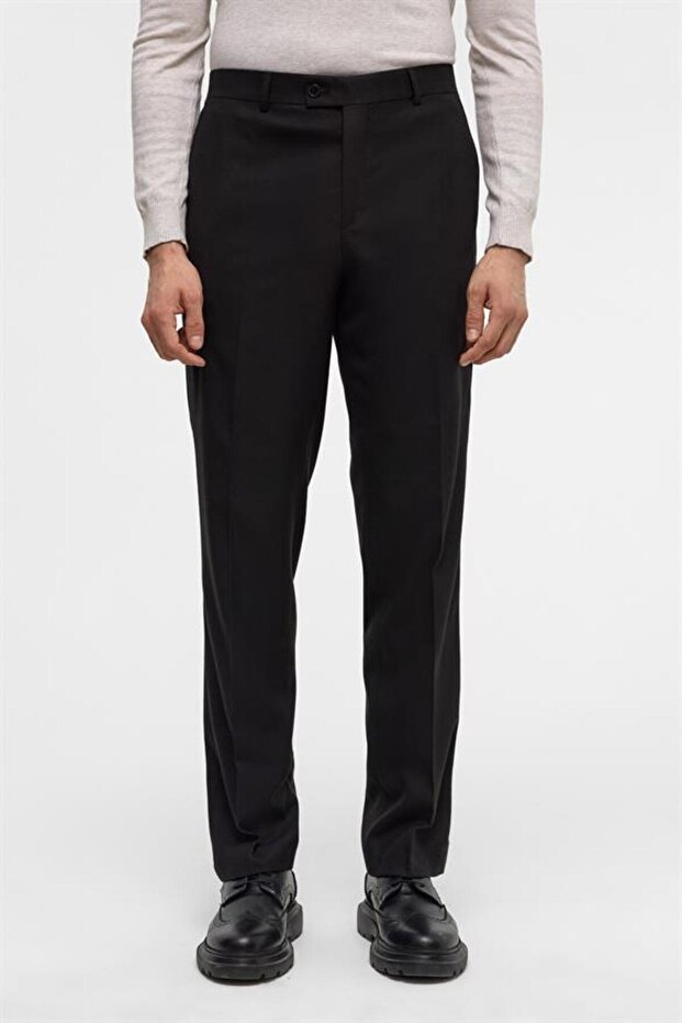 Siyah Regular Düz Pantolon - 3