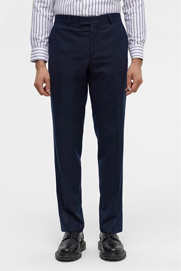 Lacivert Regular Düz Pantolon - 2