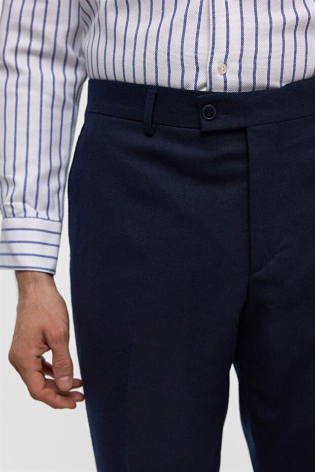 Lacivert Regular Düz Pantolon - 4