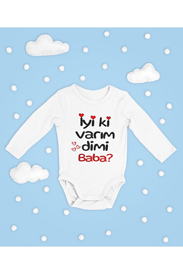 Good Thing I'M Here, Dad? Written Cotton Soft Unisex Snap Fastener Long Sleeve Bodysuit