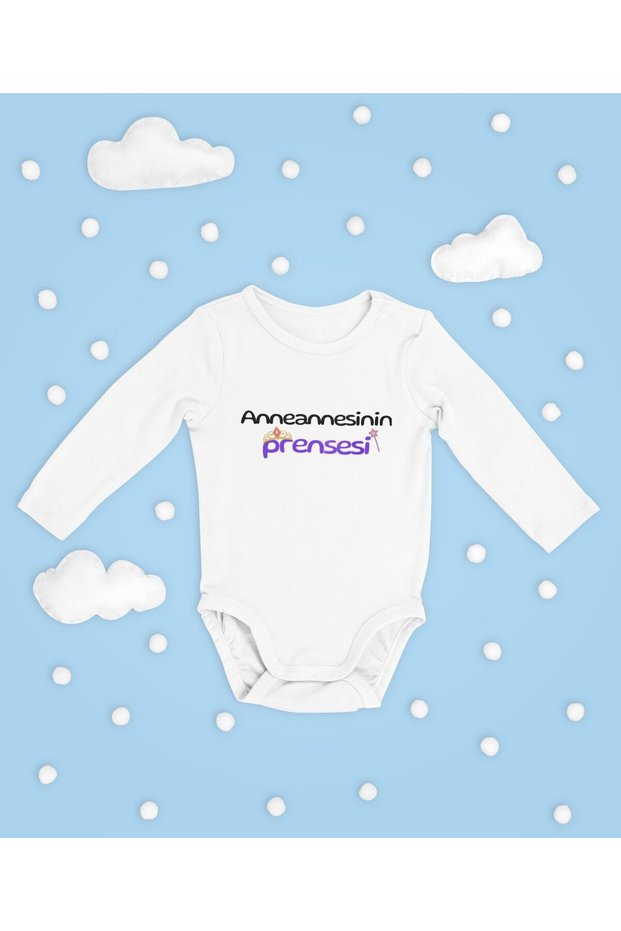 Grandmother's Princess Written Cotton Soft Unisex Snap Fastener Long Sleeve Bodysuit