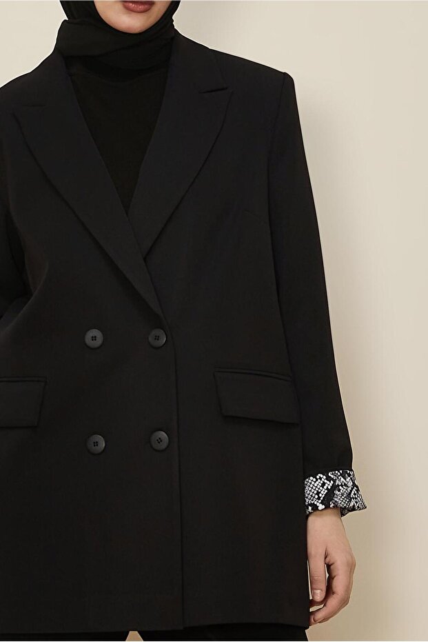 سترة بليزر منقوشة بأكمام 46191 - 3