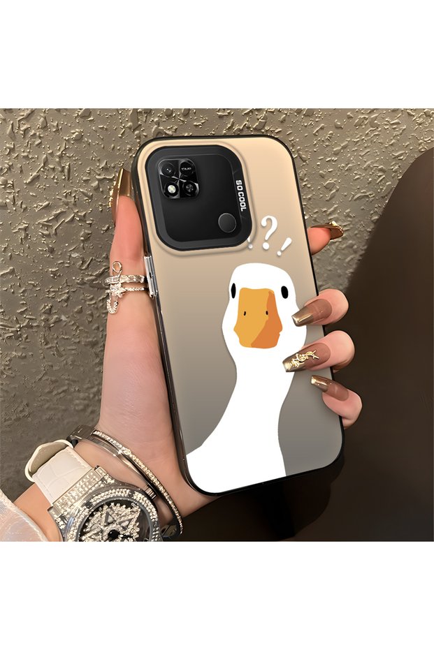 Xiaomi Redmi 9C Compatible Silicone Edge Hard Back Anti-Fall Case Sweet Duck