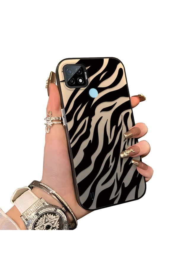 Realme C21 Compatible Silicone Edge Hard Back Anti-Fall Case Wild Tiger