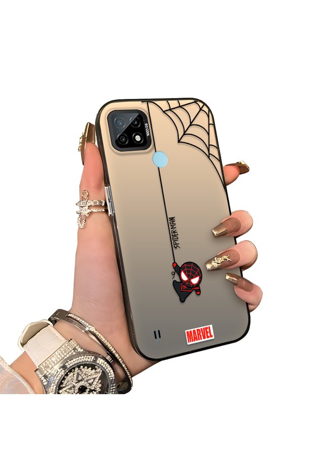 Realme C21 Compatible Silicone Edge Hard Back Anti-Fall Case Spiderman